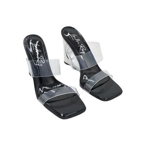 London Rag Zelene Fantasy Wedge Heel Clear Sandals Black Size 9.5